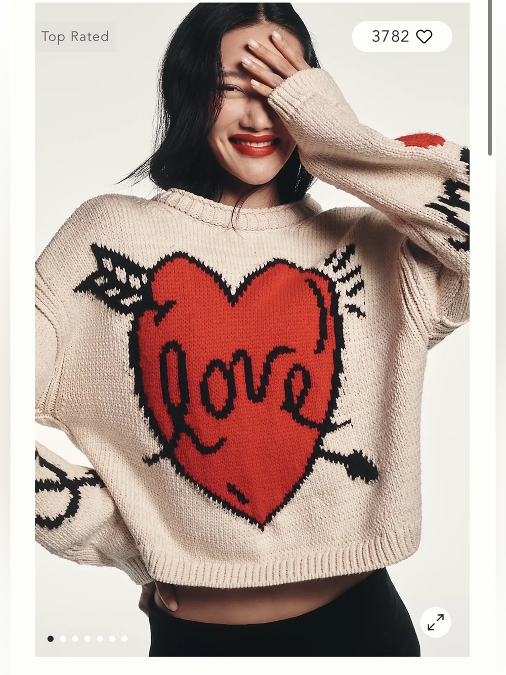 Anthropologie Maeve Lovestruck Long-Sleeve Crew-Neck Sweater size xs